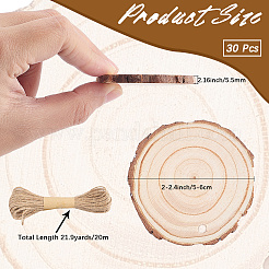 30 pendentif rond plat en copeaux de bois non finis&nbsp;WOOD-CP0001-14A