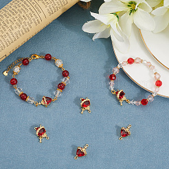 6 Stück 2 Stile Messing Feuerstein Zirkonia Rose Herz mit Schwert/Heiliges Herz von Jesus Verbinder Charms&nbsp;KK-BBC0020-10