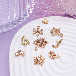 18 Stück 9 Stil Messing Micro Pave Zirkonia Charms&nbsp;KK-CF0001-01