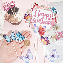 Kuchendekorationssets mit Schmetterlingen und Wörtern&nbsp;DIY-SC0024-83