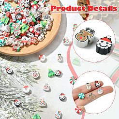 200 Stück handgefertigte Polymer-Tonperlen mit Weihnachtsmotiven.&nbsp;CLAY-CJ0001-95