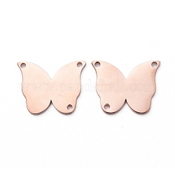 Vacuum Plating 304 Stainless Steel Chandelier Components Links Manual Polishing, Butterfly, Rose Gold, 12x15x1mm, Hole: 1mm
