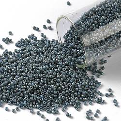 Cuentas de semillas redondas toho, Abalorios de la semilla japonés, (2635f) semi vidriado azul arcoiris turquesa, 15/0, 1.5mm, agujero: 0.7 mm, aproximamente 3000 unidades / 10 g