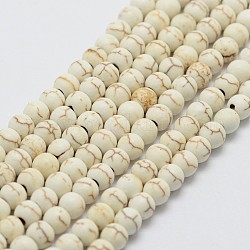 Brins de perles de magnésite synthétique, ronde, 4mm, Trou: 1mm, Environ 100 pcs/chapelet, 14 pouce
