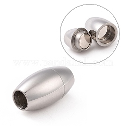 304 fermoirs magnétiques en acier inoxydable avec emembouts à coller, ovale, couleur inoxydable, 17x10mm