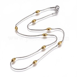 Colliers avec chaîne à chevrons en 304 acier inoxydable, avec des perles et des pinces de homard, or et acier inoxydable Couleur, 18 pouce (45.8 cm), 1.2mm