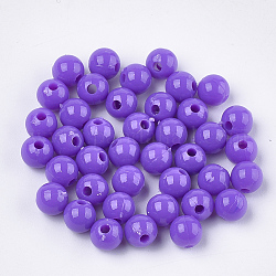 Perles plastiques opaques, ronde, bleu violet, 6x5.5mm, Trou: 1.8mm, environ 4790 pcs/500 g