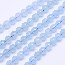 Natur Aquamarin runde Perle Stränge, Klasse aaa, 6 mm, Bohrung: 1 mm, ca. 66 Stk. / Strang, 15.5 Zoll