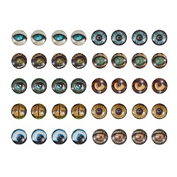 Кабошоны из стекла, полукруглый / купол с рисунком глаза животного, разноцветные, 19.9x6.3 мм, 10 цветов, 4 шт / цвет, 40 шт / коробка
