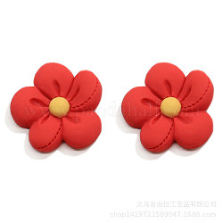 Cabochons givrés en résine, bricolage pour boucles d'oreilles et accessoires d'épingle à cheveux, fleur, rouge, 24x6mm