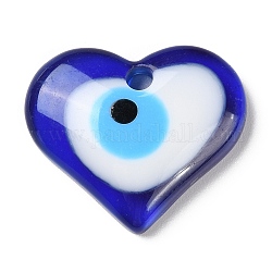 Blaue Böse Augen Harzanhänger, durchscheinende Glücksaugenanhänger, Herz, 28x33x7 mm, Bohrung: 3.5 mm