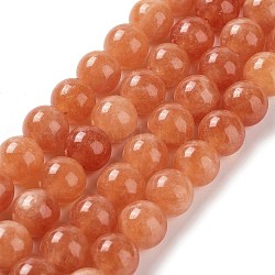 Dyed Natural Malaysia Jade Beads Strands, Round, Coral, 10mm, Hole: 1.2mm, about 19pcs/strand, 7.09 inch(18cm)