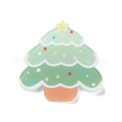 Christmas Theme Acrylic Badges, Iron Pin Brooch, Tree, 38x37x2mm