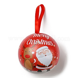 Scatole per bomboniere per bomboniere con palline rotonde in banda stagnata, astuccio regalo natalizio con sfera sospesa in metallo, cervo, 16x6.8cm