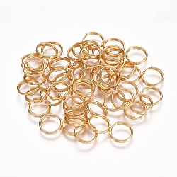 304 anelli portachiavi in ​​acciaio inox, anelli di salto a doppio anello, oro, 8x1.5mm, circa  6.5mm diametro interno, singolo filo: 0.75mm