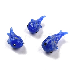 Perles vernissées manuelles, dauphin, bleu, 17~22x11~12x5~13mm, Trou: 2~2.2mm