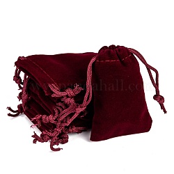 Sacchetti di velluto rettangolo, sacchetti regalo, rosso scuro, 7x5cm