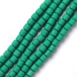 Polimero a mano fili argilla perline, colonna, verde, 6.5x6mm, Foro: 1.2 mm, circa 61pcs/filo, 15.75 pollice (40 cm)