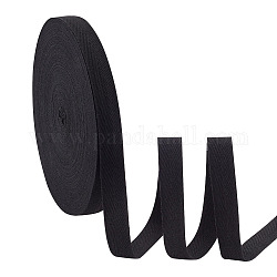 Cinta de sarga de polialgodón plana, cinta de espiga, negro, 19x0.6mm
