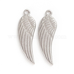 304 Stainless Steel Pendants, Wing, Stainless Steel Color, 26x8.5x1.5mm, Hole: 1.5mm