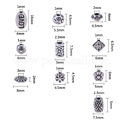 NBEADS 500 Pcs Alloy Beads, 10 Types Tibetan Style Beads Spacer Metal Beads Loose Beads DIY Crafting Connector Accessories for Bracelet Necklace Jewelry Making, Antique Silver