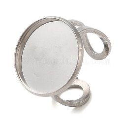 304 fornituras de puño abierto de acero inoxidable., configuración del anillo de la copa del bisel, plano y redondo, color acero inoxidable, diámetro interior: 18 mm, Bandeja: 18 mm