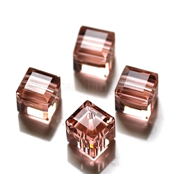 Имитация австрийских кристаллов, класс AAA, граненые, кубические, светлый померанцевый, 8x8x8 мм (размер в пределах диапазона ошибок 0.5~1 мм), отверстие : 0.9~1.6 мм