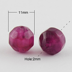 Perles acryliques, style de pierres fines imitation, facette, ronde, vieille rose, 11mm, Trou: 2mm, environ 540 pcs/500 g