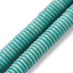 Chapelets de perles en turquoise synthétique, teinte, Plat rond / disque, turquoise foncé, 15.5x3.5mm, Trou: 1.5mm, Environ 115 pcs/chapelet, 15.63'' (39.7 cm), environ3 brins / 500 g