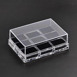 Quaderförmigen organischen Glasring Display-Boxen, mit Velours, 9 compertments, Transparent, 11x8x4 cm