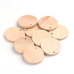 Ciondoli in legno, rotondo e piatto, Burlywood, 34.5x3.5mm, Foro: 1 mm