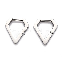 304 ステンレス鋼ハギーフープピアス  ダイヤモンド形状  ステンレス鋼色  17x15.5x3mm  ピン：1mm