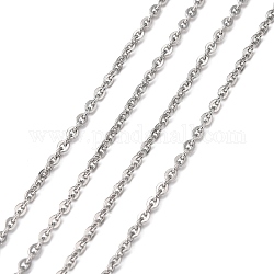 304 мужские цепочки для ожерелий из нержавеющей стали, пайки, цвет нержавеющей стали, Плоско-овальные, 3x2.5 мм