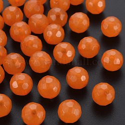 Perles en acrylique de gelée d'imitation, facette, ronde, orange foncé, 12x11.5mm, Trou: 1.8mm, environ 560 pcs/500 g