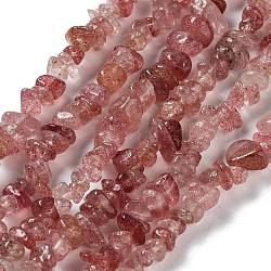 Chapelets de perles aux fraises en quartz naturel, puce, 5~8x5~12x1~6mm, Trou: 0.8mm, 31.50'' (80 cm)
