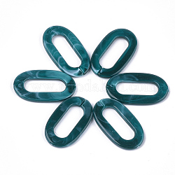 Acryl-Verknüpfung Ringe, Quick-Link-Anschlüsse, zur Herstellung von Schmuckketten, Nachahmung Edelstein-Stil, Oval, blaugrün, 36.5x21x3.5 mm, Bohrung: 24.5x8.5 mm, etwa: 290 Stk. / 500 g