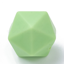 Perlas focales de silicona ecológicas de grado alimenticio, masticar cuentas para mordedores, diy collares de enfermería haciendo, icosaedro, verde césped, 16.5x16.5x16.5mm, agujero: 2 mm