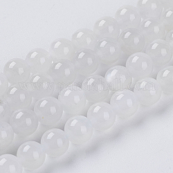 Natural White Moonstone Beads Strands, Round, White, 6mm, Hole: 1mm