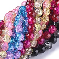 Two Tone Crackle Glass Beads, Round, Mixed Color, 8mm, Hole: 1.3~1.6mm
