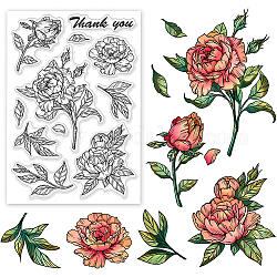 BENECREAT Thanksgiving Theme Clear Stamps, Flower Peony Pattern PVC Silicone Stamps for for DIY Scrapbooking, Photo Album Decorative, Cards Making, 16x11cm