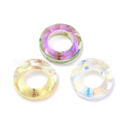 Verbindungsringe aus transparentem Glas galvanisieren, Kristall kosmischer Ring, Prismenringe, facettiert, runden Ring, Mischfarbe, 14x3.5 mm, Innendurchmesser: 8 mm