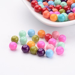 Eco-Friendly Round Baking Paint Glass Beads, Cotton Cord Threaded, Mixed Color, 6mm, Hole: 0.7~1.1mm
