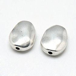 Tibetan Style Alloy Beads, Oval, Cadmium Free & Lead Free, Antique Silver, 15x12x5.5mm, Hole: 1.5mm
