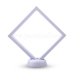 Plastic Frame Stands, with Transparent Membrane, For Manicure Nails, Rhombus, White, 12.5x12.5cm