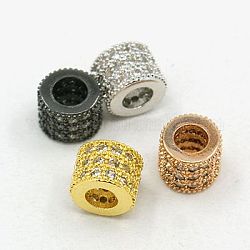 Messing Zirkonia Perlen, Kolumne, Mischfarbe, 6x5 mm, Bohrung: 3 mm