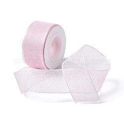 Ruban en mousseline de polyester de 10 mètre, pour le bricolage fabrication de bijoux, rose, 1 pouce (25.5 mm)