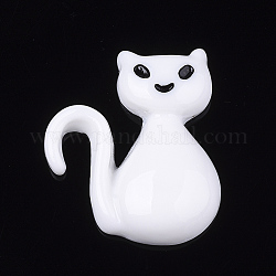 Cabochon gattino in resina, fumetto gatto, bianco, 25x21.5x6mm