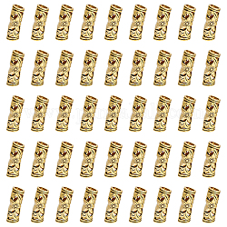Unicraftale 80 Stück Legierungsrohrperlen im tibetischen Stil, Großloch perlen, Säule mit Sonne und Stern, Antik Golden, 22.5x8x7.5 mm, Bohrung: 5 mm