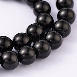 Chapelets de perles rondes en jade blanc naturel teinté, noir, 6mm, Trou: 1mm, Environ 64 pcs/chapelet, 15.4 pouces