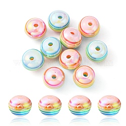 10 pièces de perles de résine à rayures de couleur macaron, couleur ab , rondelle, colorées, 12x10mm, Trou: 2~2.5mm